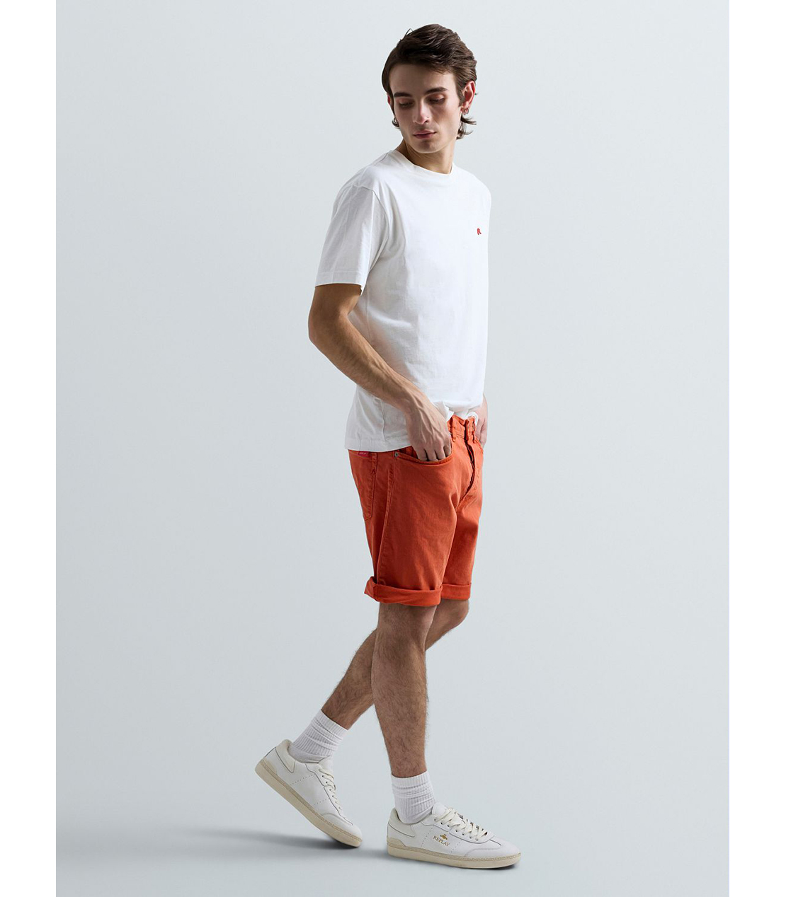 テーパードフィットカラーデニムショーツ 詳細画像 オレンジ 4